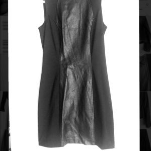 Fitted Black dress with faux leather panel